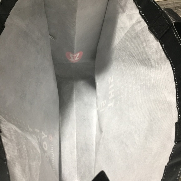 Lululemon Yoga Reusable Grocery Tote Bag Black White Graphic Print Snap Button - Picture 10 of 10